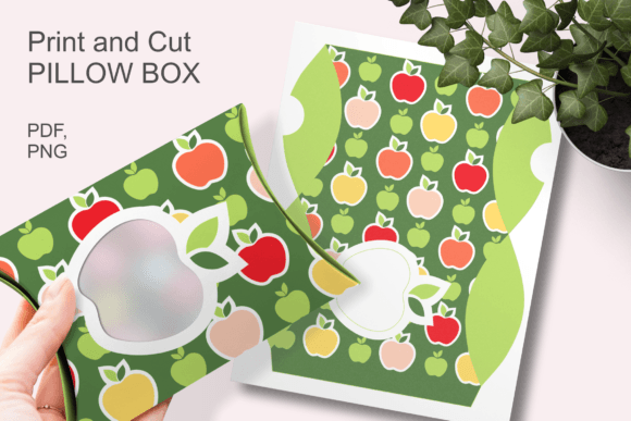 Green Pillow Window Gift Box with Apples