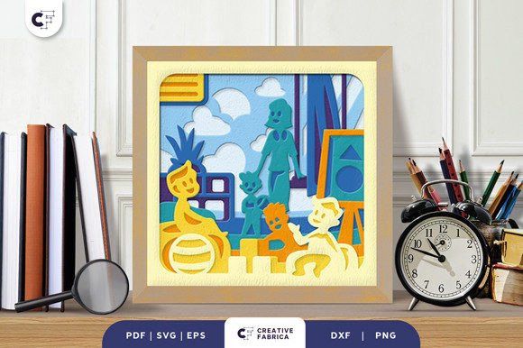 Kids Learning in Class 3D Shadow Box