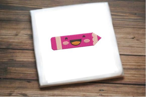 Smiling Colored Pencil: A Creative Embroidery Design for Art Lovers